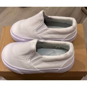 White Canvas Sneakers-toddler 6